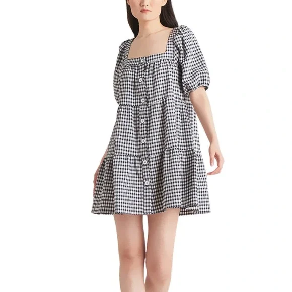 black gingham mini dress Berrie Black Gingham Strapless Mini Dress - US 6 main image 0
